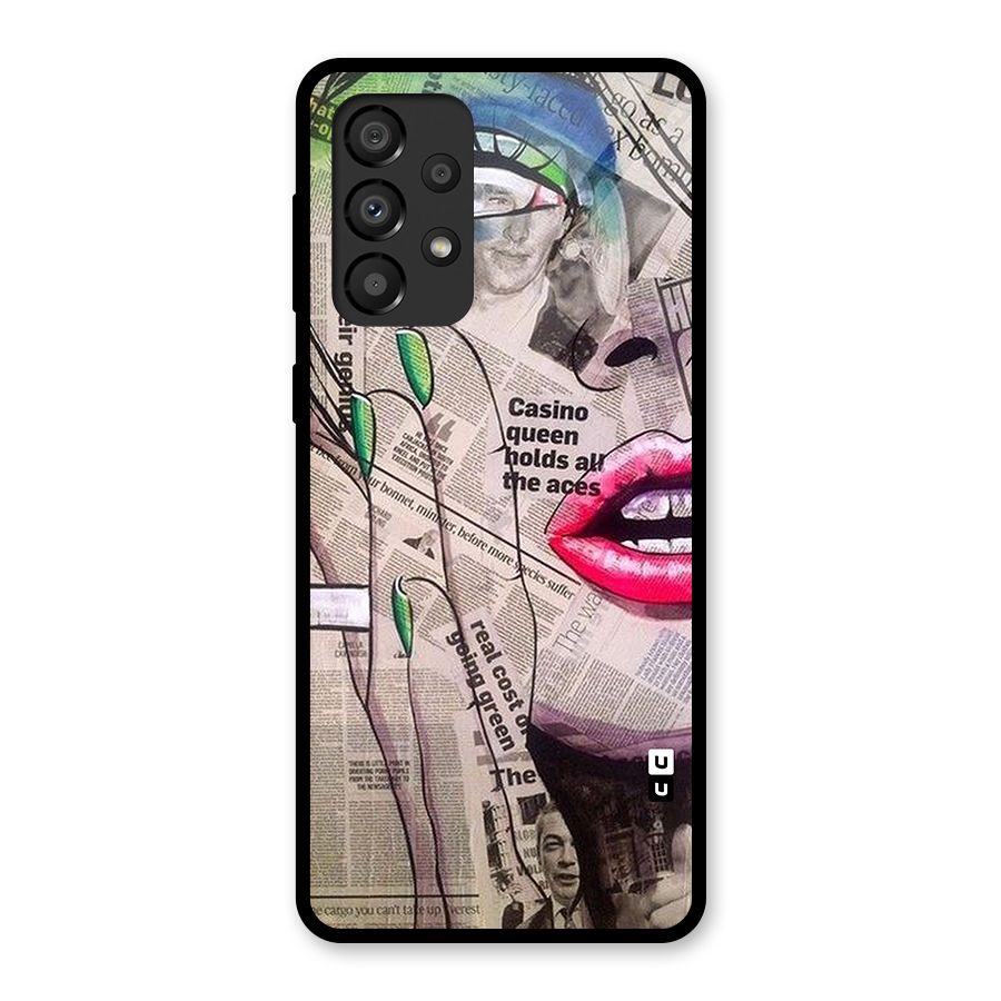 Newspaper Girl Art Glass Back Case for Galaxy A33 5G