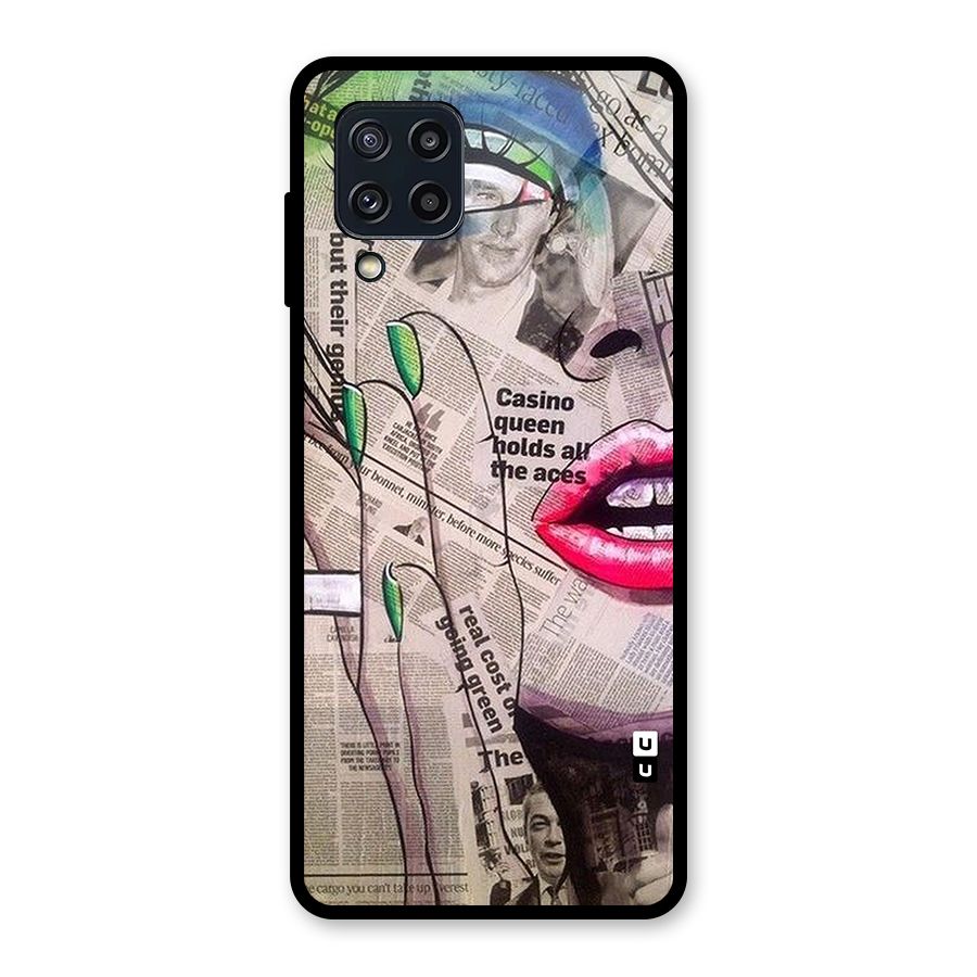 Newspaper Girl Art Glass Back Case for Galaxy M32