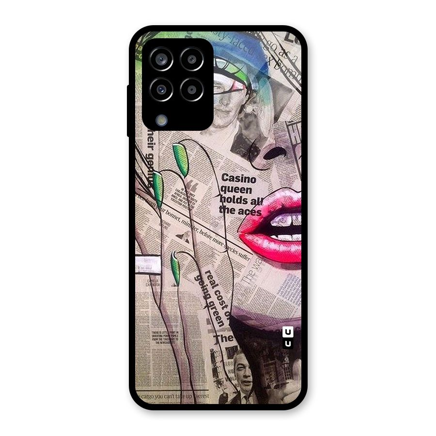 Newspaper Girl Art Glass Back Case for Galaxy M33