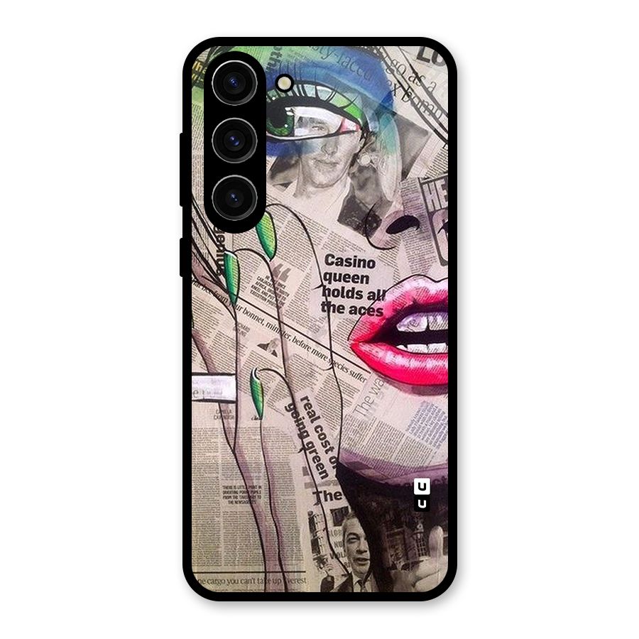 Newspaper Girl Art Glass Back Case for Galaxy S23 Plus
