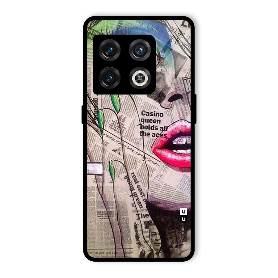 Newspaper Girl Art Glass Back Case for OnePlus 10 Pro 5G