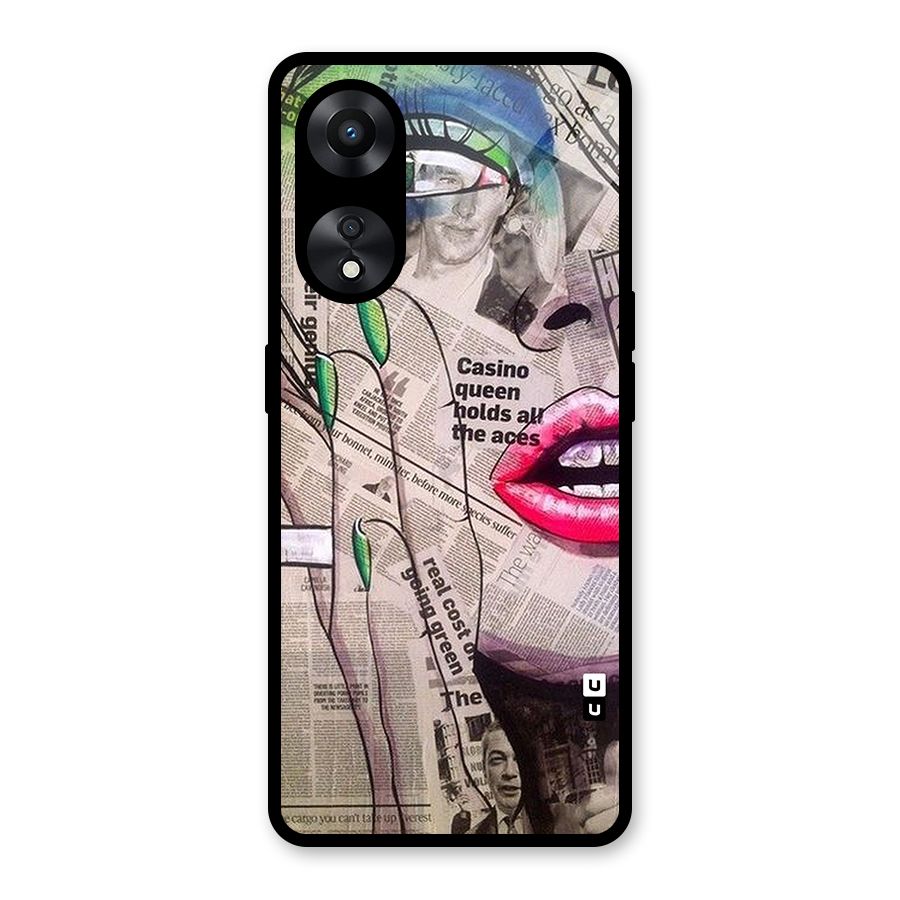Newspaper Girl Art Glass Back Case for Oppo A78