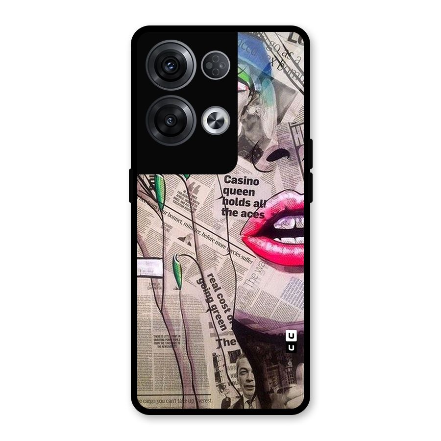 Newspaper Girl Art Glass Back Case for Oppo Reno8 Pro 5G