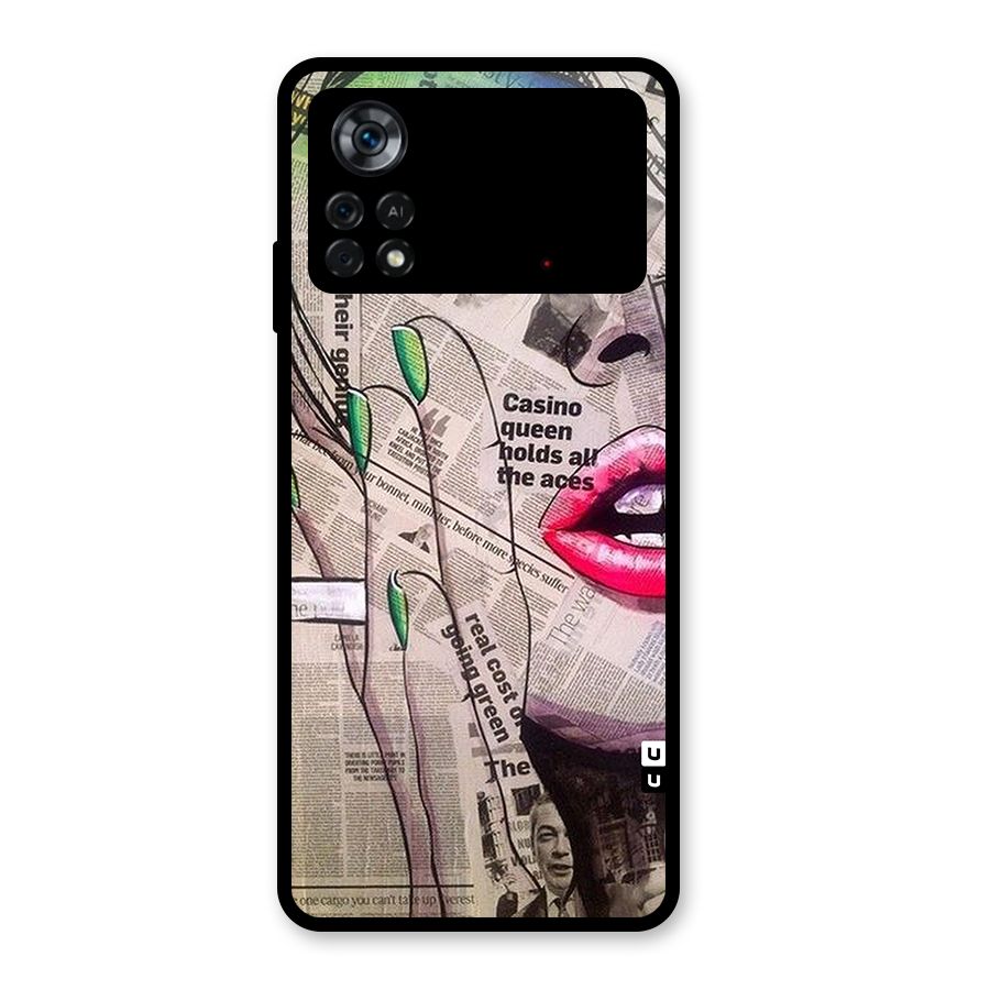 Newspaper Girl Art Glass Back Case for Poco X4 Pro 5G