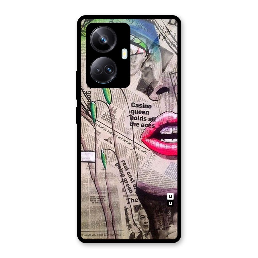 Newspaper Girl Art Glass Back Case for Realme 10 Pro Plus