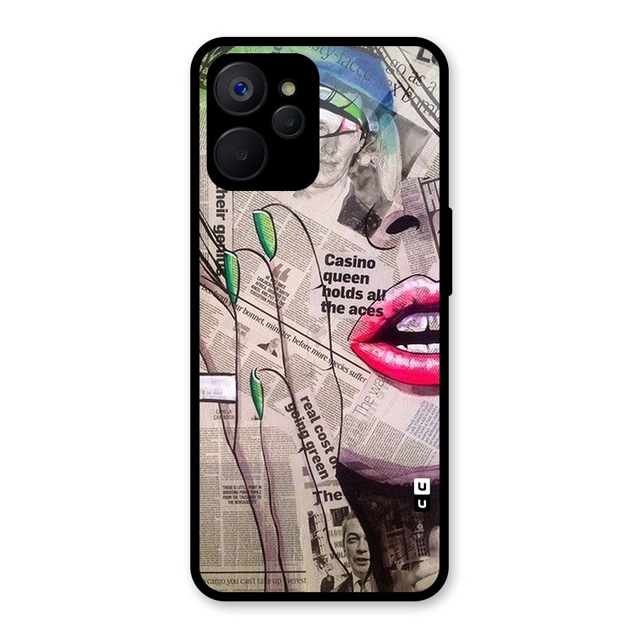 Newspaper Girl Art Glass Back Case for Realme 9i 5G