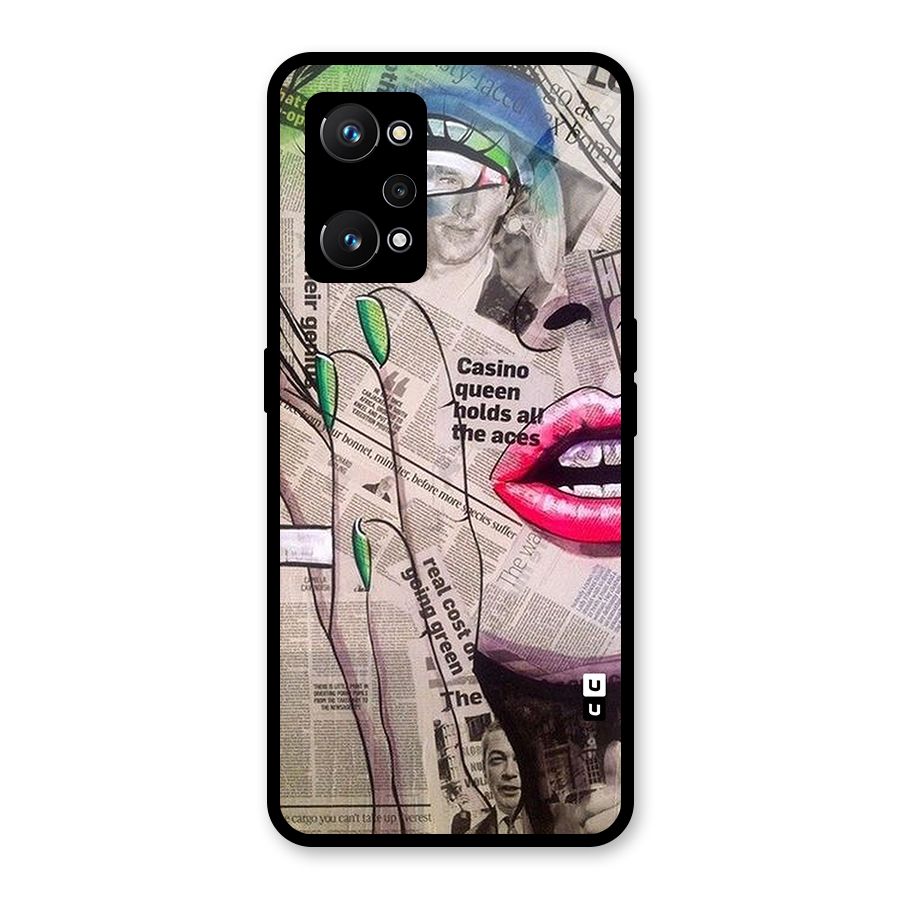 Newspaper Girl Art Glass Back Case for Realme GT Neo 3T