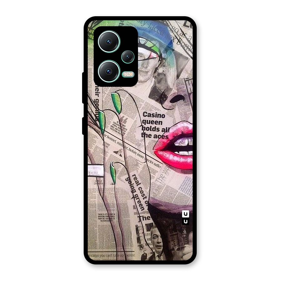 Newspaper Girl Art Glass Back Case for Redmi Note 12 5G