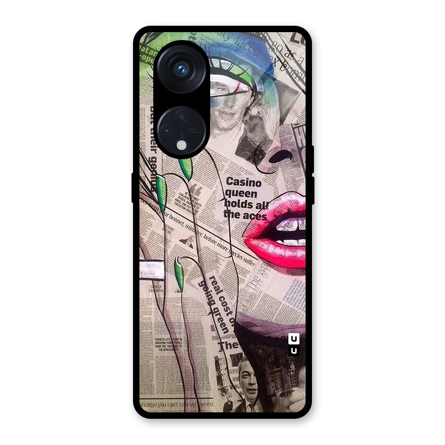 Newspaper Girl Art Glass Back Case for Reno8 T 5G