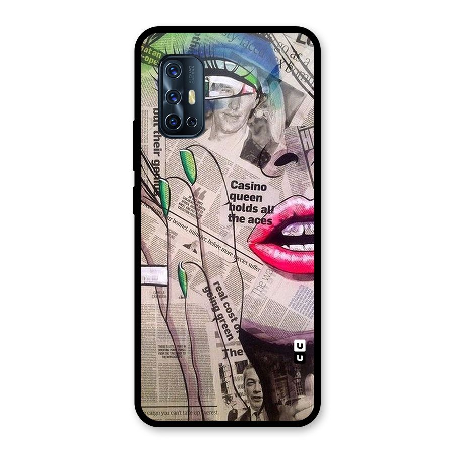 Newspaper Girl Art Glass Back Case for Vivo V17
