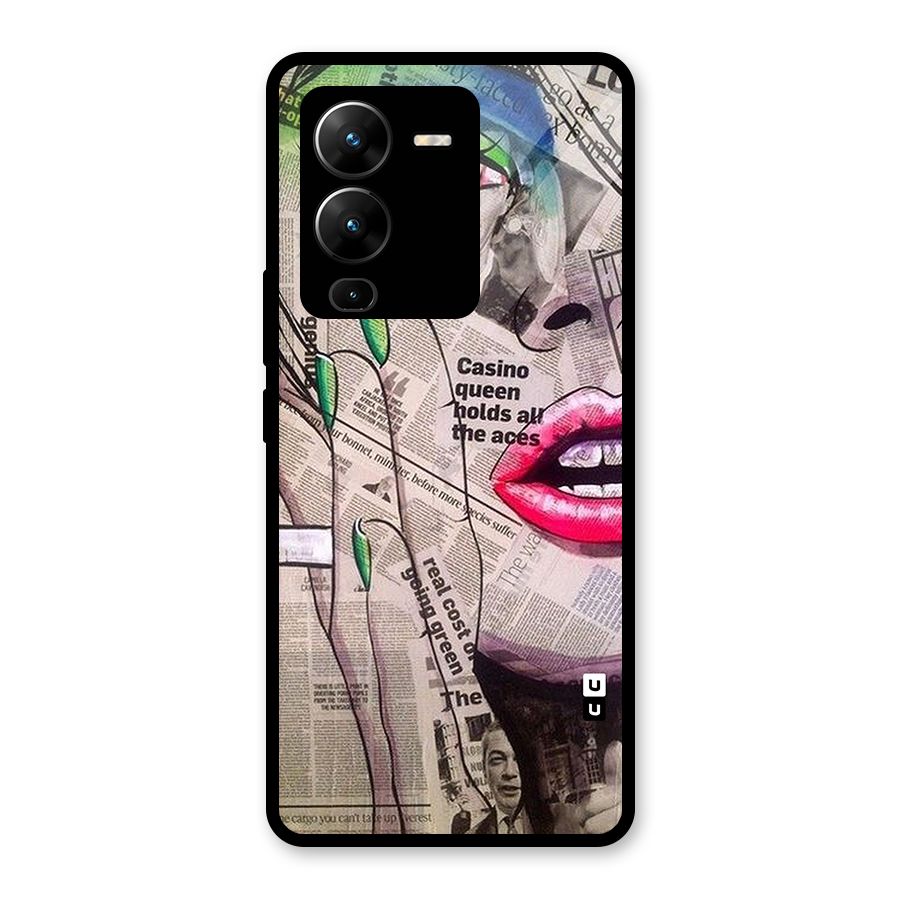 Newspaper Girl Art Glass Back Case for Vivo V25 Pro