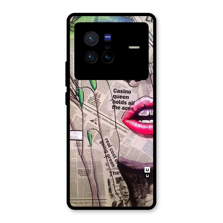 Newspaper Girl Art Glass Back Case for Vivo X80