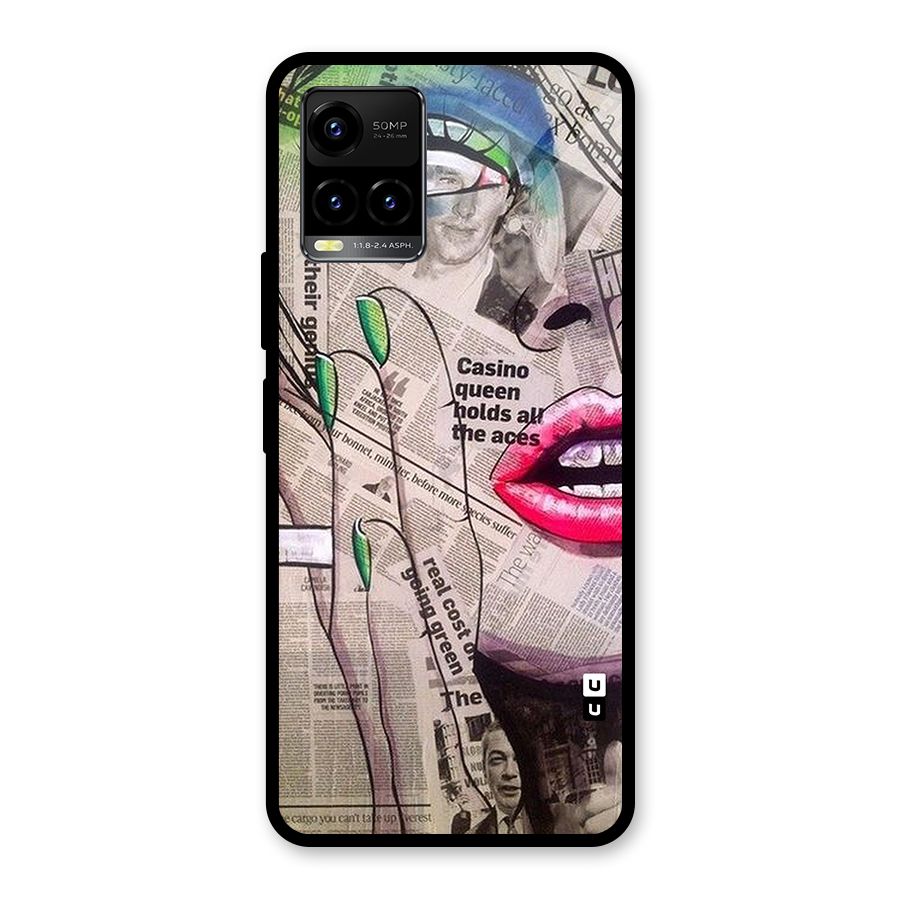 Newspaper Girl Art Glass Back Case for Vivo Y21A