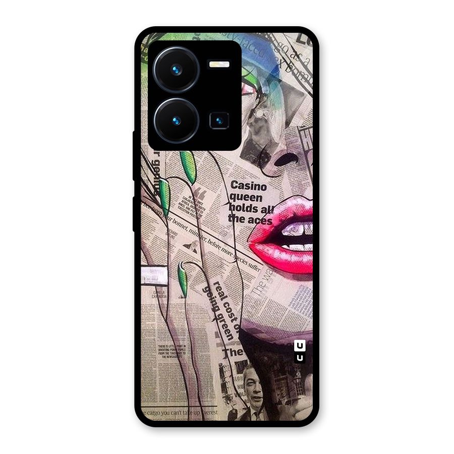 Newspaper Girl Art Glass Back Case for Vivo Y35