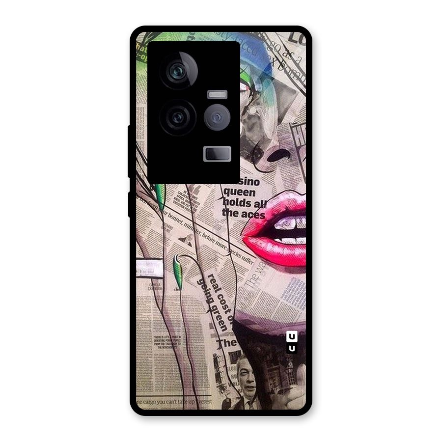 Newspaper Girl Art Glass Back Case for Vivo iQOO 11 5G