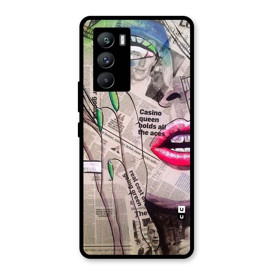 Newspaper Girl Art Glass Back Case for Vivo iQOO 9 SE