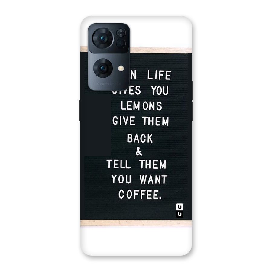 No Lemon Only Coffee Back Case for Oppo Reno7 Pro 5G