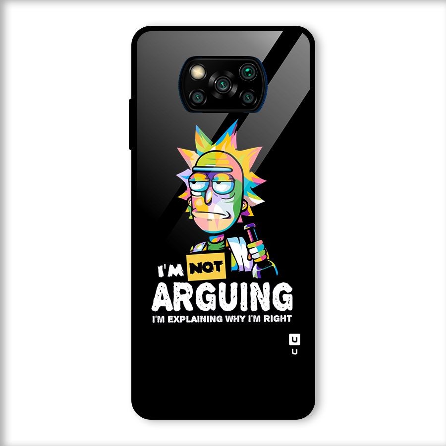 Not Arguing Explaining Glass Back Case for Poco X3