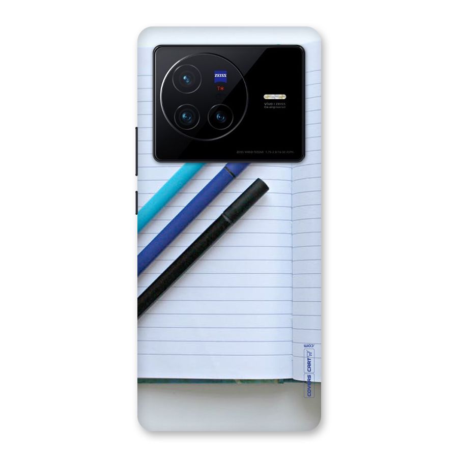 Notebook And Pens Back Case for Vivo X80
