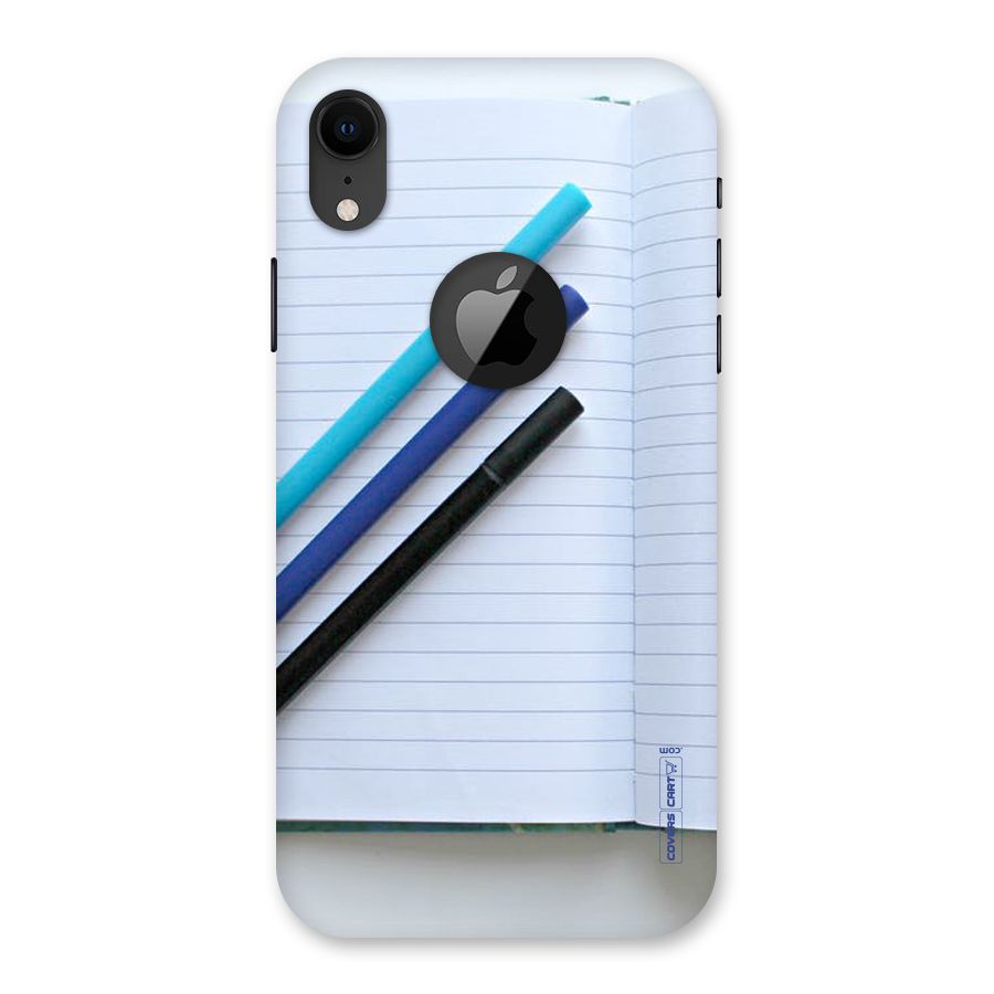 Notebook And Pens Back Case for iPhone XR Logo Cut