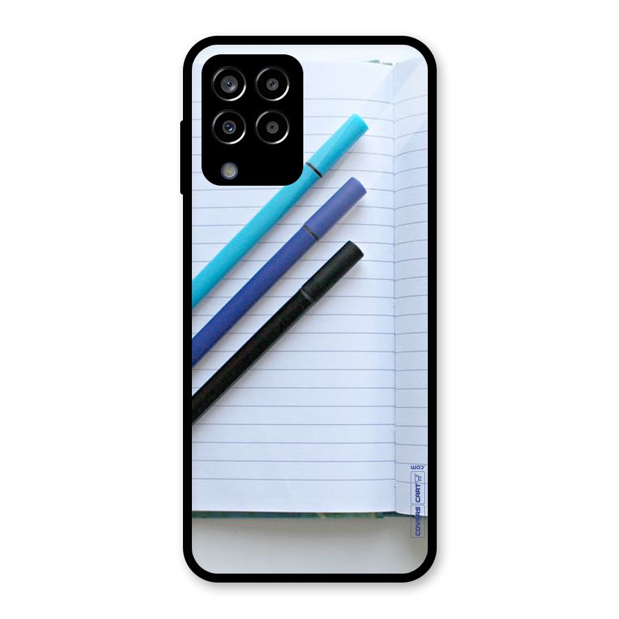 Notebook And Pens Glass Back Case for Galaxy M33