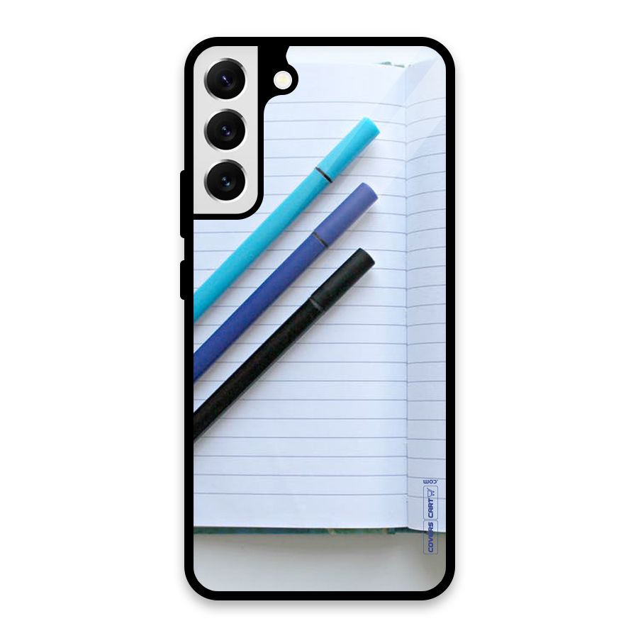 Notebook And Pens Glass Back Case for Galaxy S22 Plus 5G