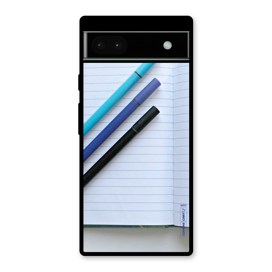 Notebook And Pens Glass Back Case for Google Pixel 6a