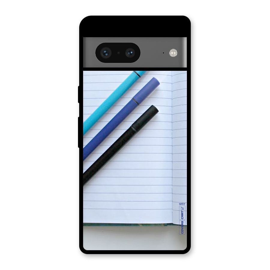 Notebook And Pens Glass Back Case for Google Pixel 7