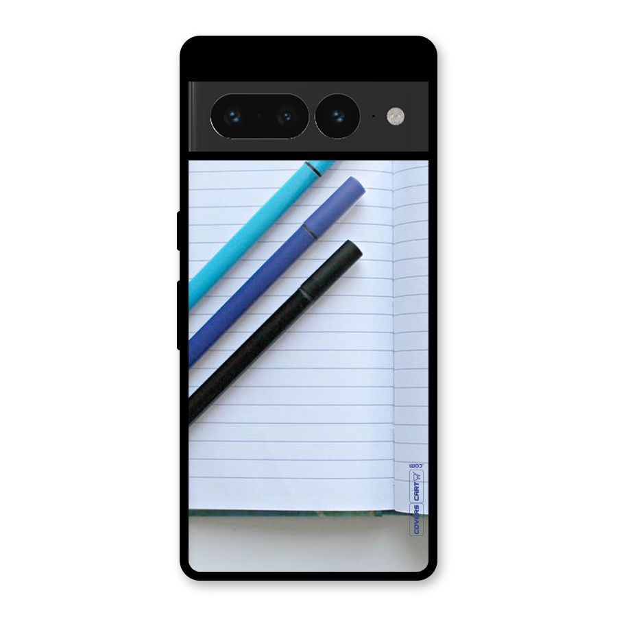 Notebook And Pens Glass Back Case for Google Pixel 7 Pro