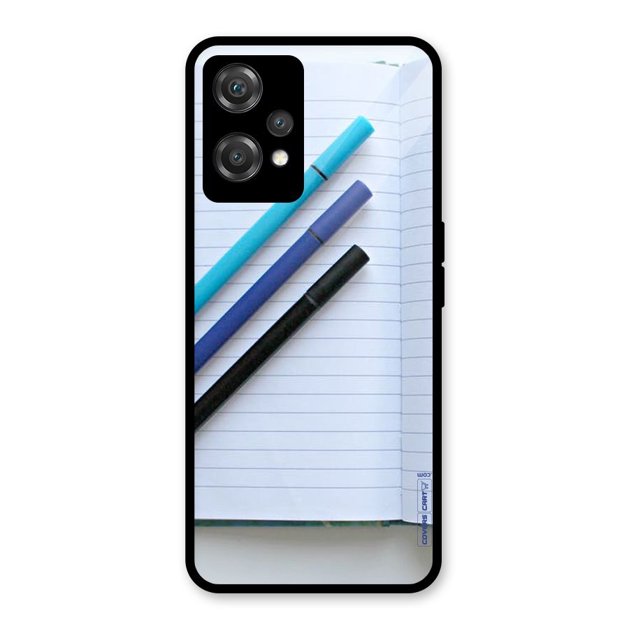 Notebook And Pens Glass Back Case for OnePlus Nord CE 2 Lite 5G