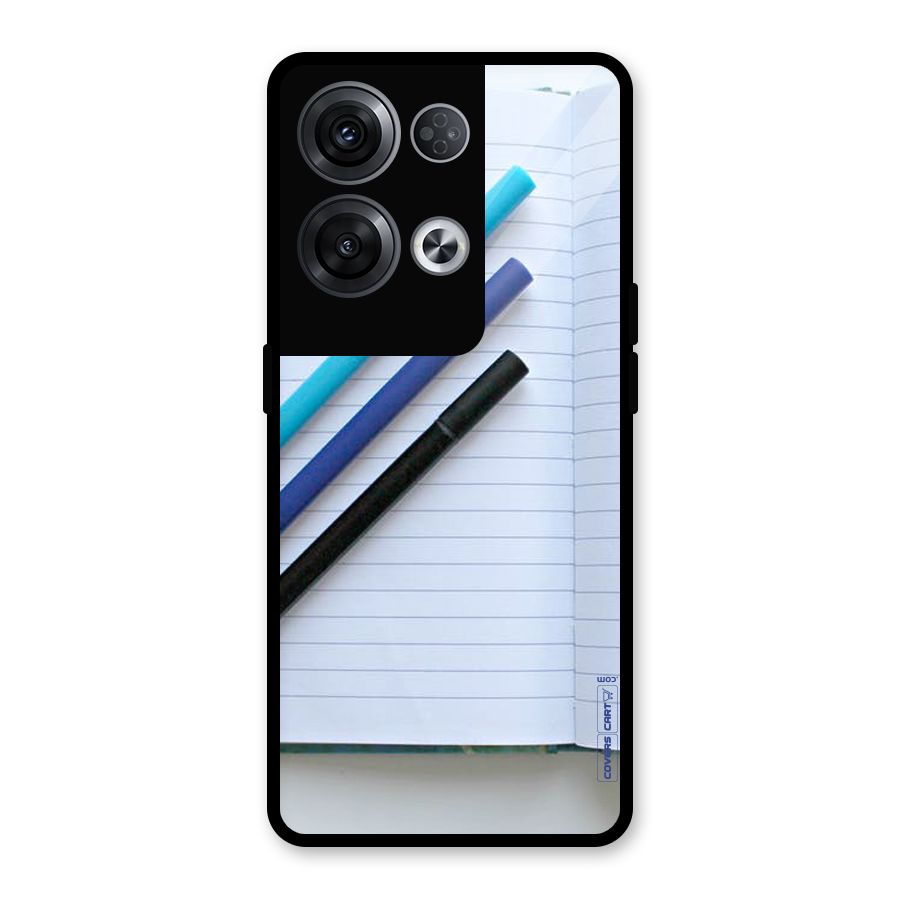 Notebook And Pens Glass Back Case for Oppo Reno8 Pro 5G