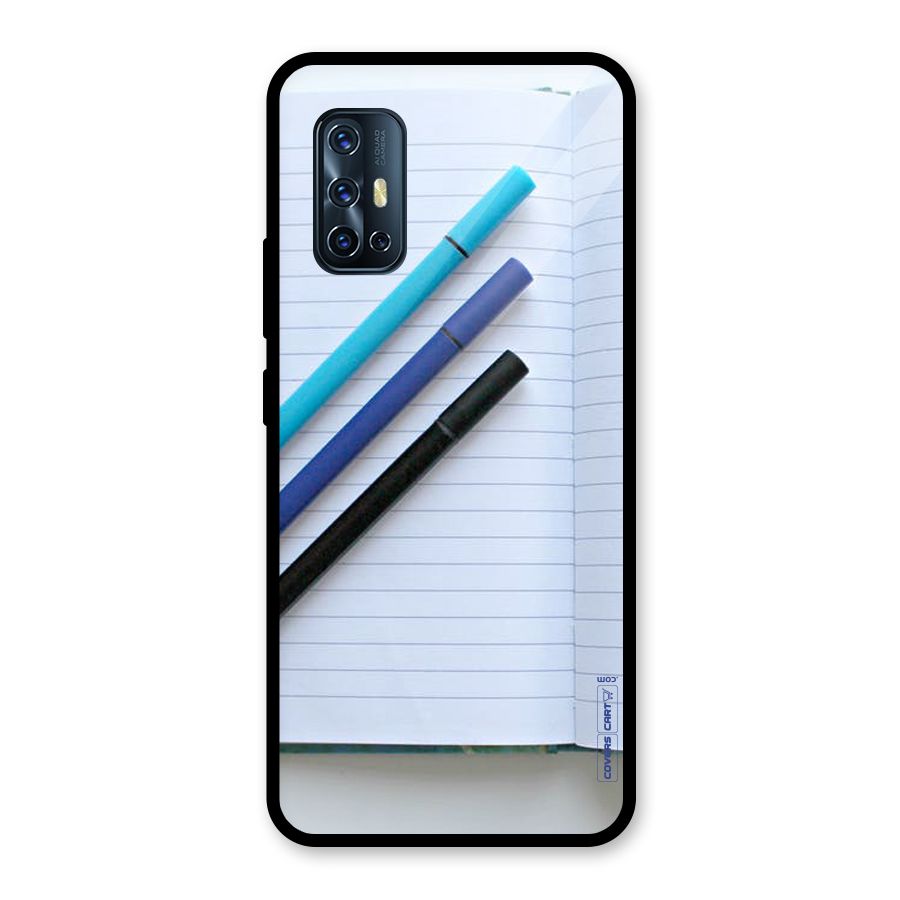Notebook And Pens Glass Back Case for Vivo V17