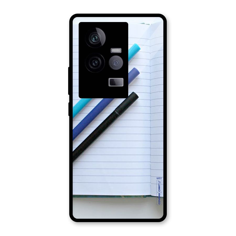Notebook And Pens Glass Back Case for Vivo iQOO 11 5G