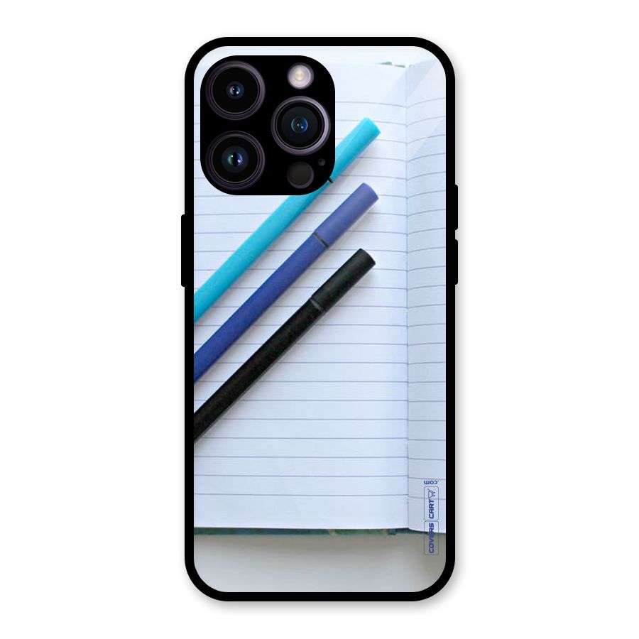 Notebook And Pens Glass Back Case for iPhone 14 Pro Max