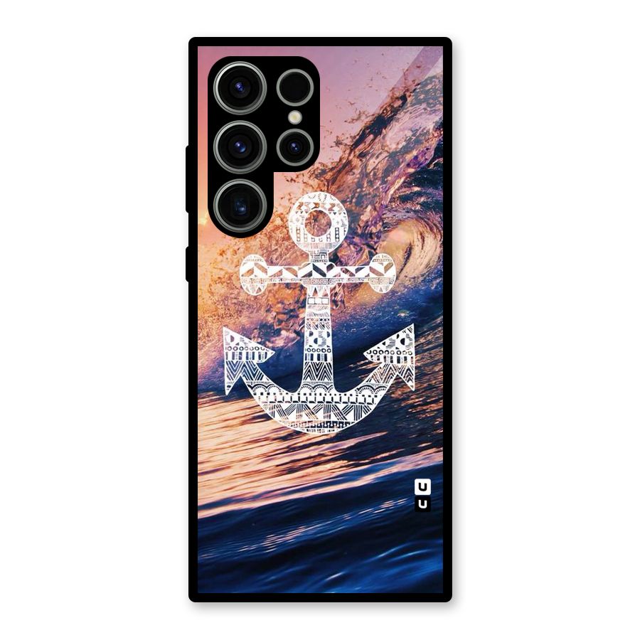 Ocean Anchor Wave Glass Back Case for Galaxy S23 Ultra