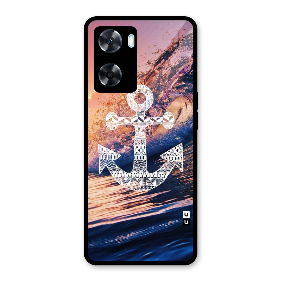 Ocean Anchor Wave Glass Back Case for Oppo A77