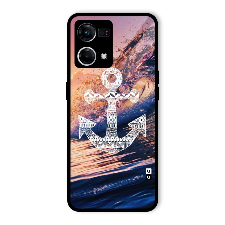 Ocean Anchor Wave Glass Back Case for Oppo F21 Pro 5G
