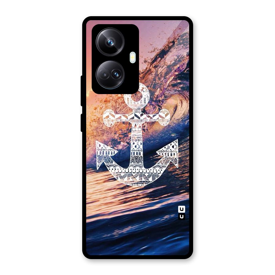Ocean Anchor Wave Glass Back Case for Realme 10 Pro Plus
