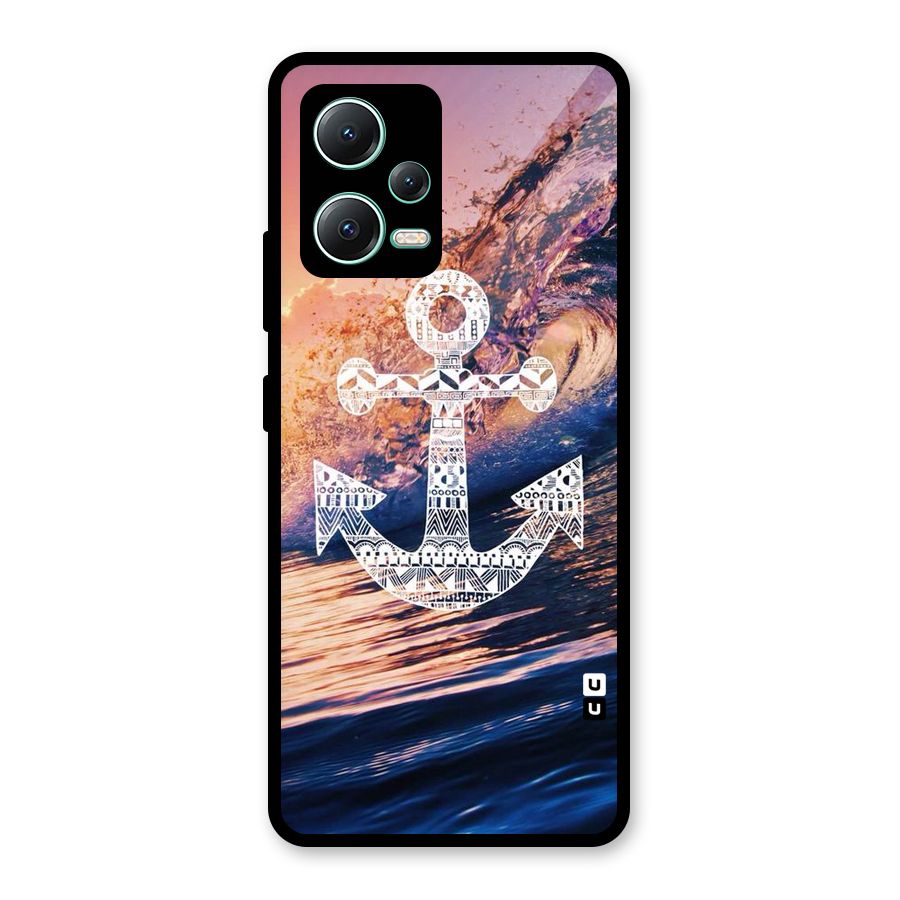 Ocean Anchor Wave Glass Back Case for Redmi Note 12 5G
