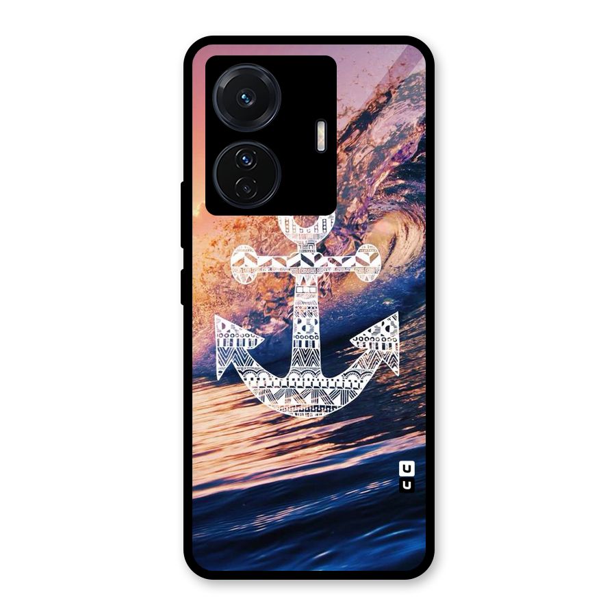 Ocean Anchor Wave Glass Back Case for Vivo T1 Pro
