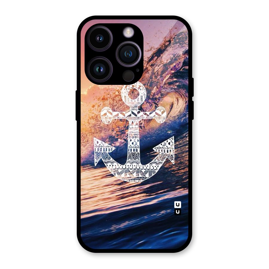 Ocean Anchor Wave Glass Back Case for iPhone 14 Pro