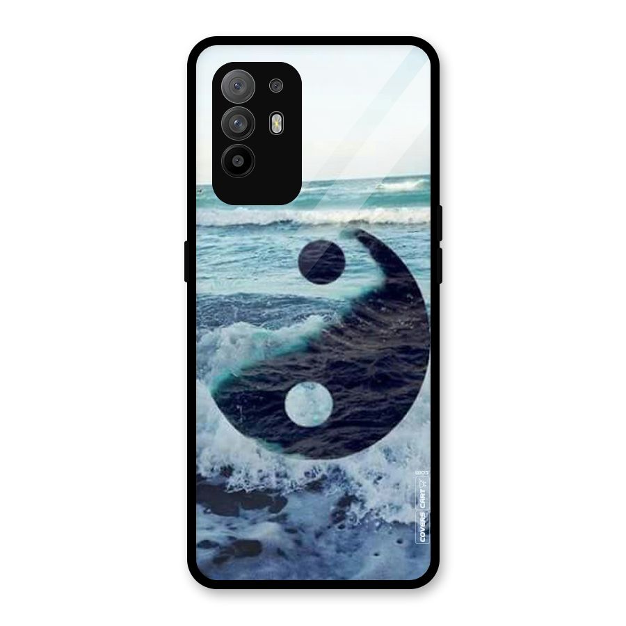 Oceanic Peace Design Glass Back Case for Oppo F19 Pro Plus 5G