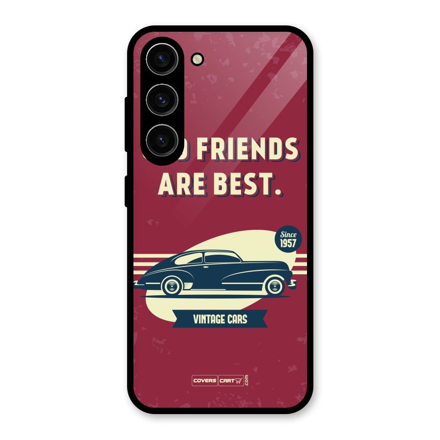 Old Friends Vintage Car Glass Back Case for Galaxy S23