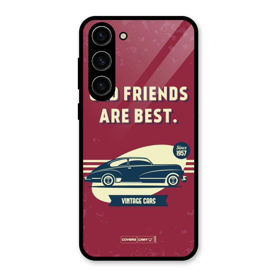 Old Friends Vintage Car Glass Back Case for Galaxy S23 Plus