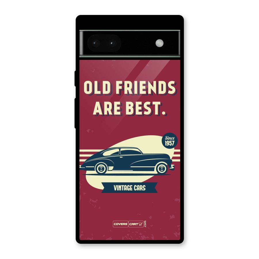 Old Friends Vintage Car Glass Back Case for Google Pixel 6a