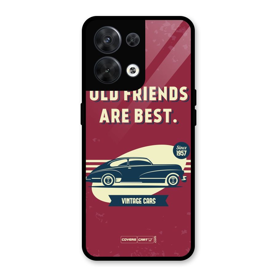 Old Friends Vintage Car Glass Back Case for Oppo Reno8 5G
