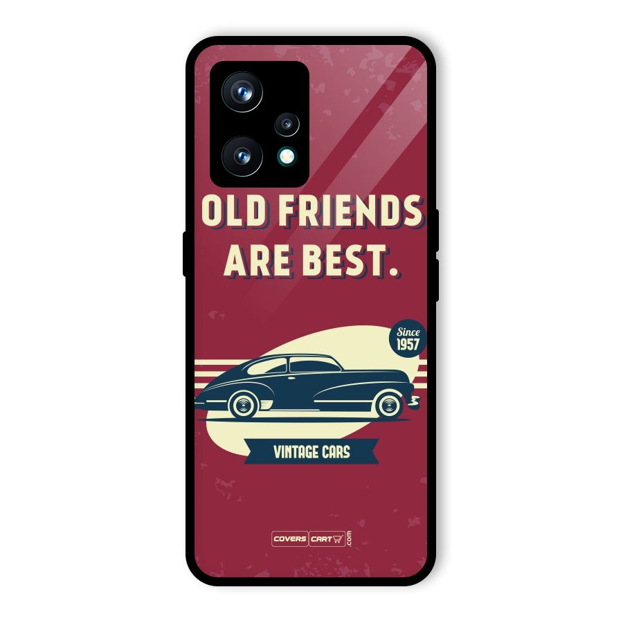 Old Friends Vintage Car Glass Back Case for Realme 9 Pro Plus 5G