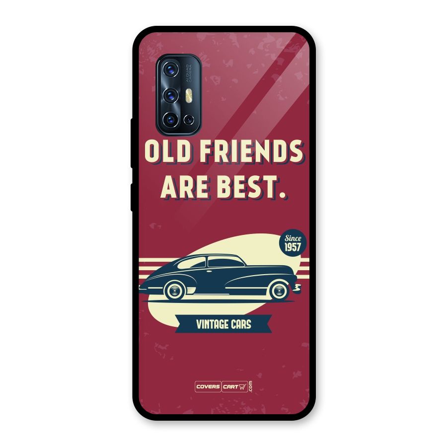 Old Friends Vintage Car Glass Back Case for Vivo V17