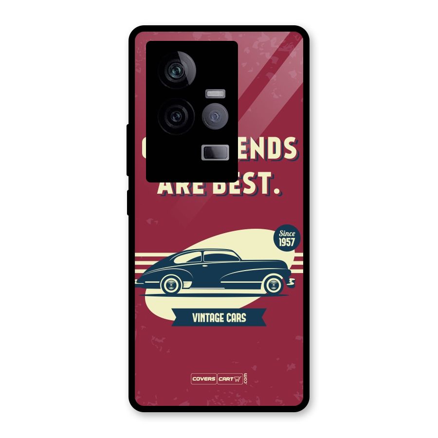 Old Friends Vintage Car Glass Back Case for Vivo iQOO 11 5G