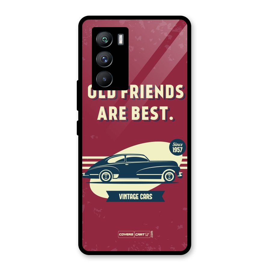 Old Friends Vintage Car Glass Back Case for Vivo iQOO 9 SE